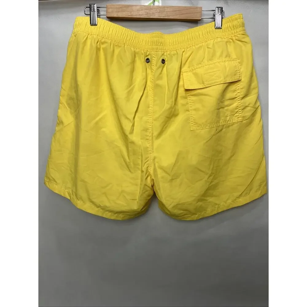 Vintage 90s Polo Ralph Lauren Swim Trunk Shorts Mens XXL Yellow Lined Pockets